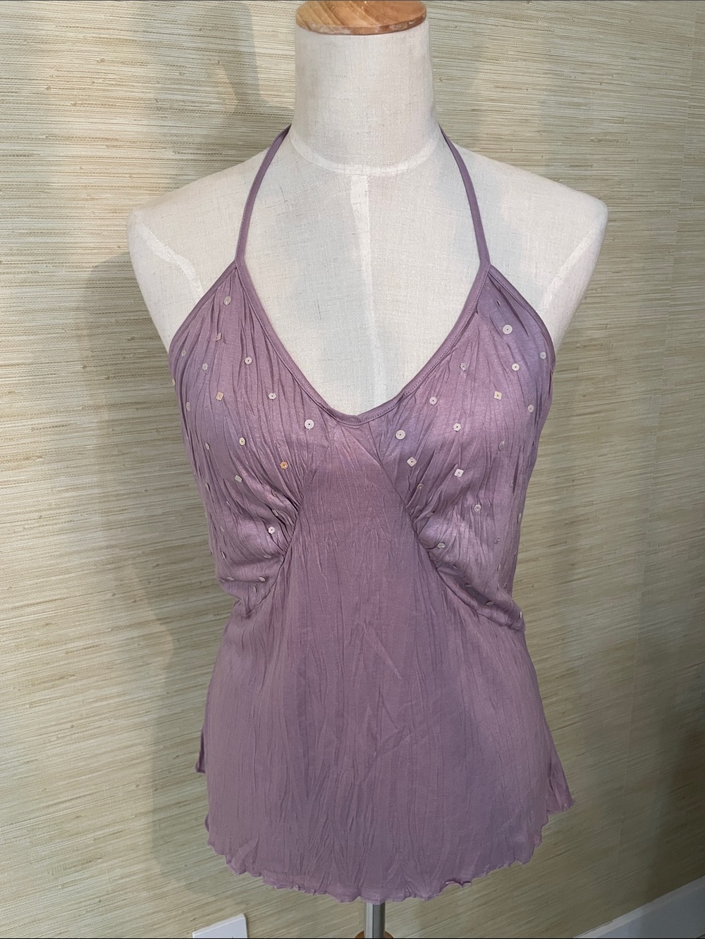 Armani Exchange Lavender Halter Camisole with Sequin Details